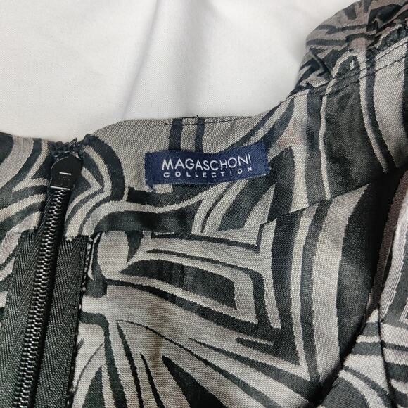 Magaschoni Silk Cotton Artsy Gray Floral Swirl Shift Dress Medium Lagenlook - Picture 8 of 11